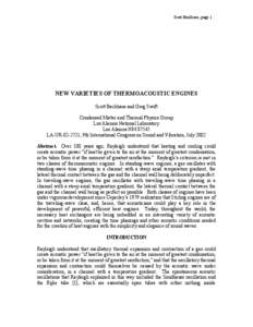Scott Backhaus, page 1  NEW VARIETIES OF THERMOACOUSTIC ENGINES