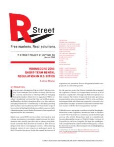 R STREET POLICY STUDY NO. 55 March 2016 ROOMSCORE 2016: SHORT-TERM RENTAL REGULATION IN U.S. CITIES