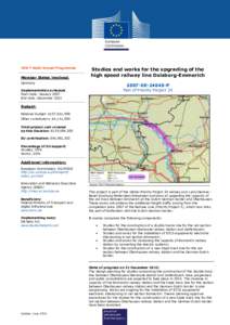 TEN-T Multi-Annual Programme  Member States involved: Studies and works for the upgrading of the high speed railway line Duisburg-Emmerich