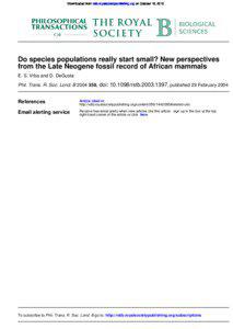 Downloaded from rstb.royalsocietypublishing.org on October 18, 2013  Do species populations really start small? New perspectives