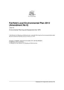 New South Wales  Fairfield Local Environmental Plan[removed]Amendment No 8) under the