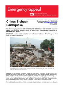 Emergency Appeal - Sichuan Earthquake - Appeal - May 15, 2008