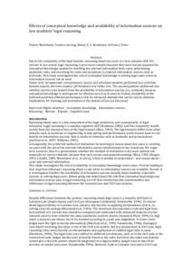 Effects	
  of	
  conceptual	
  knowledge	
  and	
  availability	
  of	
  information	
  sources	
  on	
   law	
  students’	
  legal	
  reasoning	
   	
     Fleurie	
  Nievelstein,	
  Tamara	
  van	
 