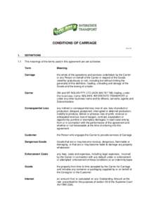 CONDITIONS OF CARRIAGE WS & CA 1.  DEFINITIONS