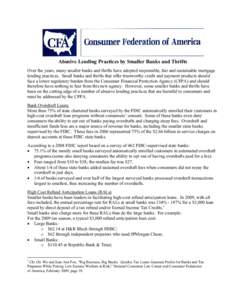 Microsoft Word - CFPA Small Banks Abusive Lending Practices Fact Sheet.doc