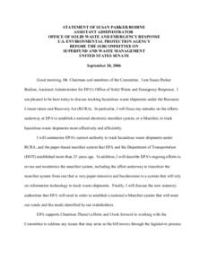 USEPA: OCIR: Statement of Susan Parker Bodine, OSWER, September 28, 2006