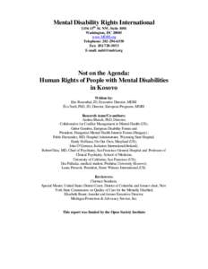 Mental Disability Rights International 1156 15th St. NW, Suite 1001 Washington, DC[removed]www.MDRI.org Telephone: [removed]Fax: [removed]