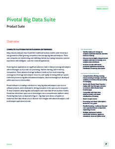 PIVOTAL HANDOUT  Pivotal Big Data Suite Product Suite  Overview