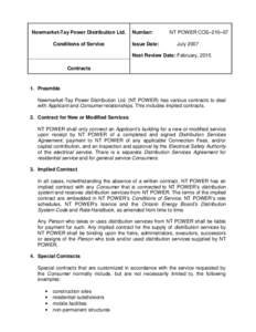 Newmarket-Tay Power Distribution Ltd. Conditions of Service Number: Issue Date:
