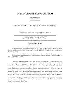 Religion in the United States / Episcopal Diocese of Fort Worth / Episcopal Church / Wallis Ohl / Episcopal Diocese of Dallas / Appeal / Anglican realignment / Anglicanism / Christianity