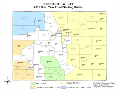 COLORADO - WHEAT 2015 Crop Year Final Planting Dates JACKSON 057  MOFFAT