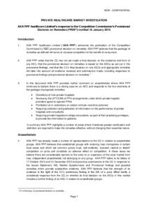 NON - CONFIDENTIAL  PRIVATE HEALTHCARE MARKET INVESTIGATION AXA PPP healthcare Limited’s response to the Competition Commission’s Provisional Decision on Remedies (“PDR”) notified 16 January 2014