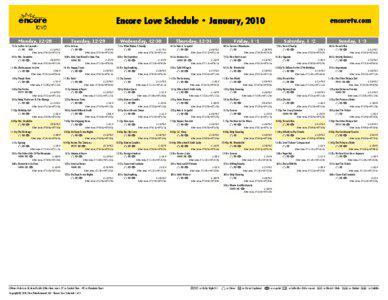 Encore Love Schedule - January, 2010