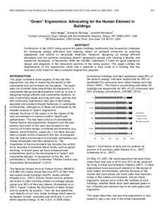 PROCEEDINGS of the HUMAN FACTORS and ERGONOMICS SOCIETY 54th ANNUAL MEETING[removed] “Green” Ergonomics: Advocating for the Human Element in Buildings