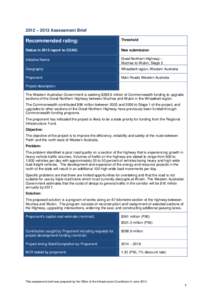 2012 – 2013 Assessment Brief  Recommended rating: Threshold