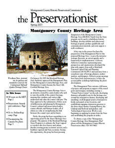 Montgomery County Historic Preservation Commission  the Preservationist Spring[removed]Montgomery County Heritage Area