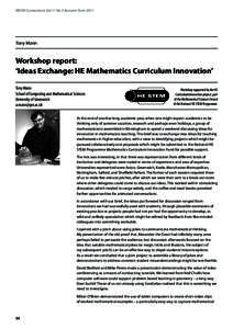 MSOR Connections Vol 11 No 3 Autumn Term[removed]Tony Mann Workshop report: ‘Ideas Exchange: HE Mathematics Curriculum Innovation’