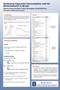 Analyzing Cigarette Consumption and its Determinants in Brazil Glaucia	
  Possas	
  da	
  Mo-a,	
  Edson	
  Domingues,	
  Kenya	
  Noronha	
   University	
  of	
  Minas	
  Gerais,	
  Brazil	
  	
   Introduc