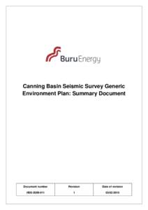Canning Basin Seismic Survey Generic Environment Plan: Summary Document Document number  Revision