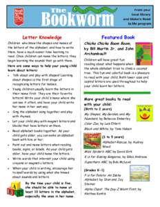 Letter Knowledge Children who know the shapes and names of the letters of the alphabet, and how to write them, have a much easier time learning to read. Once children can name the letters, they begin learning the sounds 