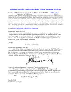 Southern Campaign American Revolution Pension Statements & Rosters Bounty Land Warrant information relating to William Newton VAS410 Transcribed by Will Graves vsl 3VA (2files[removed]