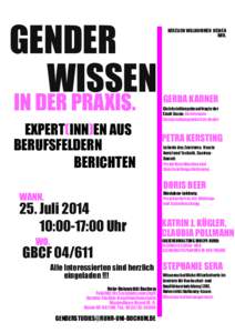 GENDER ENDER WISSEN IN DER PRAXIS PRAXIS. EXPERT(INN)EN