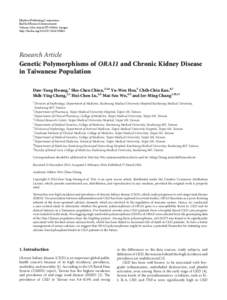 Genetic Polymorphisms of ORAI1 and Chronic Kidney Disease in Taiwanese Population