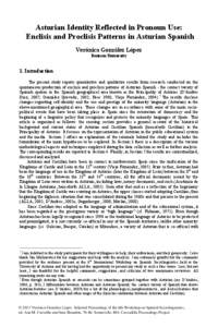 Asturian Identity Reflected in Pronoun Use: Enclisis and Proclisis Patterns in Asturian Spanish Verónica González López