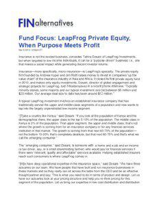 Fund Focus: LeapFrog Private Equity, When Purpose Meets Profit Mar[removed] | 9:52am ET