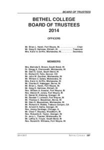 z faculty_index 2014_z faculty_index[removed]:41 PM Page 287  BOARD OF TRUSTEES BETHEL COLLEGE BOARD OF TRUSTEES