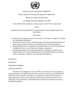 Economics / United Nations Conference on Trade and Development / Laos / Association of Southeast Asian Nations / Globalization / Trade and development / Development economics / Millennium Development Goals / United Nations / Development / International relations