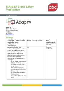 IPA/ISBA Brand Safety Verification Adap.tv Shropshire House[removed]Capper Street