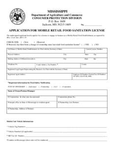 MISSISSIPPI Department of Agriculture and Commerce CONSUMER PROTECTION DIVISION P.O. Box 1609 Jackson, MS[removed]No. _________________