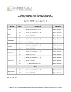 RÉUNIONS DE LA CONFÉRENCE RÉGIONALE DES ÉLUS (CRÉ) DE L’ABITIBI-TÉMISCAMINGUE Juillet 2014 à janvier 2015 MOIS Juillet