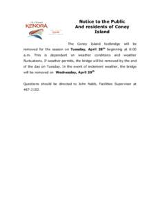 Notice to the Public And residents of Coney Island The  Coney