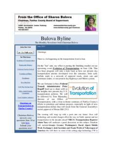 Bulova Byline The Monthly Newsletter from Chairman Bulova Join Our List June 2013