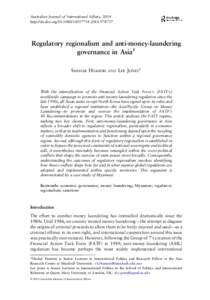 Regulatory regionalism and anti-money-laundering governance in Asia1