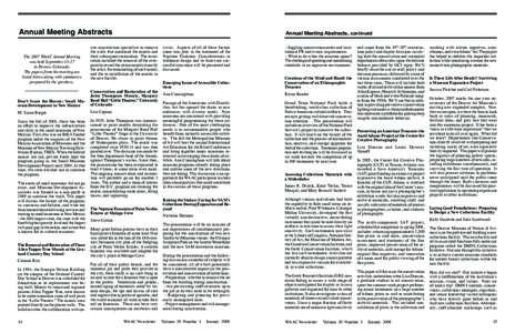 Annual Meeting Abstracts The 2007 WAAC Annual Meeting was held September[removed]in Denver, Colorado. The papers from the meeting are listed below along with summaries