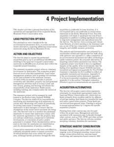 CHAPTER 4: Project Implementation (Rocky Mountain Front Conservation Area Expansion: Land Protection Plan)