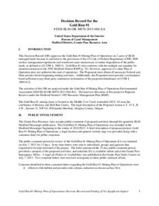 Bureau of Land Management / Environmental impact assessment / Environmental impact statement / National Environmental Policy Act / Medford /  Oregon / Mining / Impact assessment / Environment / Prediction