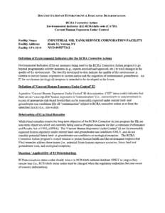 Documentation of Environmental Indicator Determination - Industrial Oil Tank Services, Inc., Verona, New York