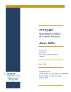 2013 QAIB Quantitative Analysis of Investor Behavior Advisor Edition  Prepared by
