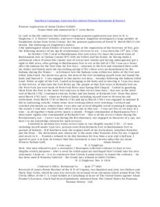 Southern Campaign American Revolution Pension Statements & Rosters Pension Application of Adam Flesher S18403 Transcribed and annotated by C. Leon Harris [A card in the file indicates that Flesher’s original pension ap