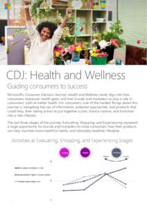 CDJ: Health and Wellness Guiding consumers to success Microsoft’s Consumer Decision Journey: Health and Wellness study digs into how consumers maneuver health goals and how brands and marketers to play a role in consum