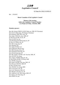 立法會 Legislative Council LC Paper No. CB[removed]Ref : CB2/H/5 House Committee of the Legislative Council Minutes of the meeting