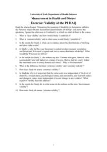 Educational psychology / Pain scale / Quality of life / Rheumatoid arthritis / Disability / Validity / International Classification of Functioning /  Disability and Health / Scale / Major depressive disorder / Health / Medicine / Psychometrics