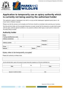 Microsoft Word - Application to temp use and apiary authority not being used by the authorised holder.docx