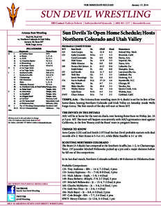 FOR IMMEDIATE RELEASE	  January 15, 2014 SUN DEVIL WRESTLING SID Contact: Kathryn Roberts | [removed] | ([removed] | thesundevils.com