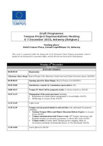 Draft Programme of the Tempus Project representatives´meeting