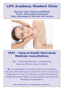 Medicine / Massage therapy / Hydro massage / Massage Therapy Institute of Colorado / Alternative medicine / Manipulative therapy / Massage
